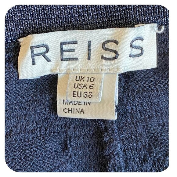 Reiss Carly Dark Blue (Night Navy) Fit and Flare Retro Knit Skirt Womens Sz 6 - Picture 2 of 8